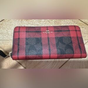 Coach Red and Black Zippered Wallet